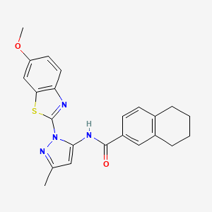 molecular formula C23H22N4O2S B2406702 N-(1-(6-methoxybenzo[d]thiazol-2-yl)-3-methyl-1H-pyrazol-5-yl)-5,6,7,8-tetrahydronaphthalene-2-carboxamide CAS No. 1171776-45-6