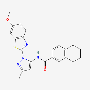 molecular formula C23H22N4O2S B2406702 N-(1-(6-Methoxybenzo[d]thiazol-2-yl)-3-methyl-1H-pyrazol-5-yl)-5,6,7,8-tetrahydronaphthalin-2-carboxamid CAS No. 1171776-45-6