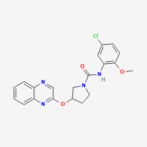 molecular formula C20H19ClN4O3 B2406711 N-(5-chloro-2-methoxyphenyl)-3-(quinoxalin-2-yloxy)pyrrolidine-1-carboxamide CAS No. 2097867-39-3