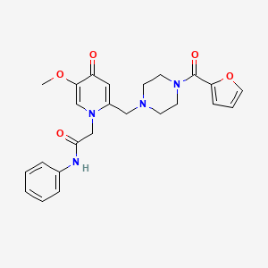 molecular formula C24H26N4O5 B2406712 2-(2-((4-(furan-2-carbonyl)piperazin-1-yl)methyl)-5-methoxy-4-oxopyridin-1(4H)-yl)-N-phenylacetamide CAS No. 921495-58-1