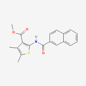 molecular formula C19H17NO3S B2406713 Methyl 4,5-dimethyl-2-(naphthalene-2-carbonylamino)thiophene-3-carboxylate CAS No. 896615-96-6