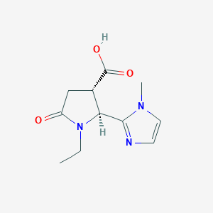 molecular formula C11H15N3O3 B2406715 (2S,3S)-1-ethyl-2-(1-methylimidazol-2-yl)-5-oxopyrrolidine-3-carboxylic acid CAS No. 1909293-78-2