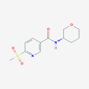 molecular formula C12H16N2O4S B2406722 6-Methylsulfonyl-N-[(3S)-oxan-3-yl]pyridine-3-carboxamide CAS No. 2248576-37-4