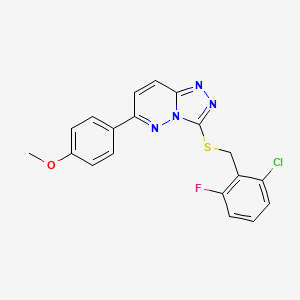molecular formula C19H14ClFN4OS B2406723 3-[(2-Chloro-6-fluorophenyl)methylsulfanyl]-6-(4-methoxyphenyl)-[1,2,4]triazolo[4,3-b]pyridazine CAS No. 891120-75-5