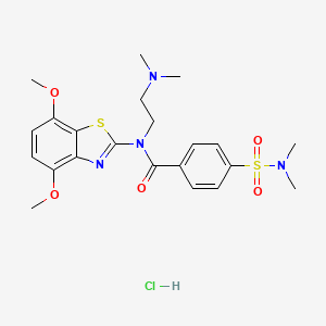 molecular formula C22H29ClN4O5S2 B2406726 N-(4,7-dimethoxybenzo[d]thiazol-2-yl)-N-(2-(dimethylamino)ethyl)-4-(N,N-dimethylsulfamoyl)benzamide hydrochloride CAS No. 1216533-41-3