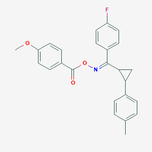 molecular formula C25H22FNO3 B2406729 (Z)-[(4-fluorophenyl)[2-(4-methylphenyl)cyclopropyl]methylidene]amino 4-methoxybenzoate CAS No. 338749-03-4