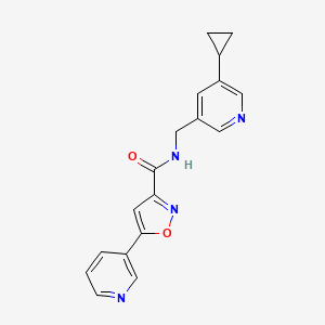 molecular formula C18H16N4O2 B2406731 N-((5-cyclopropylpyridin-3-yl)methyl)-5-(pyridin-3-yl)isoxazole-3-carboxamide CAS No. 2034539-43-8