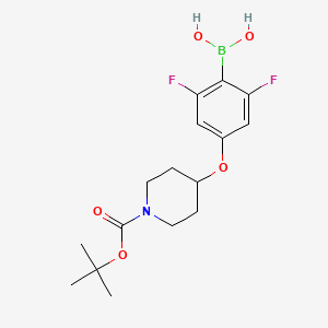molecular formula C16H22BF2NO5 B2406732 [4-({1-[(叔丁氧羰基)羰基]哌啶-4-基}氧基)-2,6-二氟苯基]硼酸 CAS No. 2377606-84-1