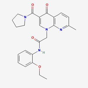 molecular formula C24H26N4O4 B2406736 N-(2-ethoxyphenyl)-2-(7-methyl-4-oxo-3-(pyrrolidine-1-carbonyl)-1,8-naphthyridin-1(4H)-yl)acetamide CAS No. 1251677-82-3