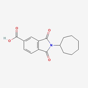 molecular formula C16H17NO4 B2406738 2-cycloheptyl-1,3-dioxo-2,3-dihydro-1H-isoindole-5-carboxylic acid CAS No. 1098359-57-9