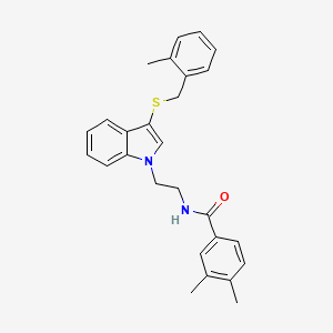 3,4-dimethyl-N-[2-(3-{[(2-methylphenyl)methyl]sulfanyl}-1H-indol-1-yl)ethyl]benzamide