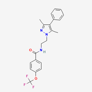 molecular formula C21H20F3N3O2 B2406744 N-(2-(3,5-二甲基-4-苯基-1H-吡唑-1-基)乙基)-4-(三氟甲氧基)苯甲酰胺 CAS No. 2034292-89-0