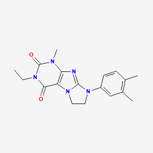 molecular formula C18H21N5O2 B2406769 6-(3,4-Dimethylphenyl)-2-ethyl-4-methyl-7,8-dihydropurino[7,8-a]imidazole-1,3-dione CAS No. 872842-84-7