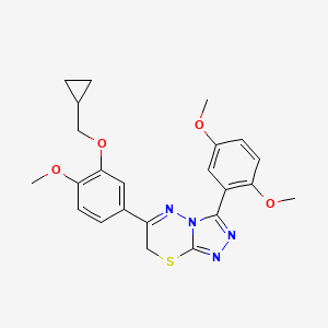 molecular formula C23H24N4O4S B2406772 6-[3-(cyclopropylmethoxy)-4-methoxyphenyl]-3-(2,5-dimethoxyphenyl)-7H-[1,2,4]triazolo[3,4-b][1,3,4]thiadiazine CAS No. 1172617-14-9
