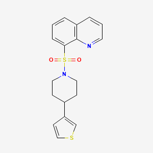 molecular formula C18H18N2O2S2 B2406773 8-((4-(Thiophen-3-yl)piperidin-1-yl)sulfonyl)quinoline CAS No. 1797873-33-6