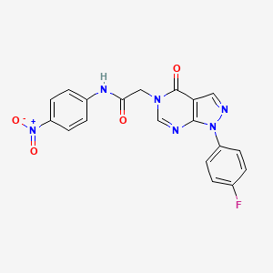 molecular formula C19H13FN6O4 B2406774 2-(1-(4-氟苯基)-4-氧代-1H-吡唑并[3,4-d]嘧啶-5(4H)-基)-N-(4-硝基苯基)乙酰胺 CAS No. 852450-62-5