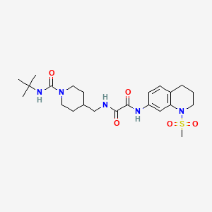 molecular formula C23H35N5O5S B2406781 N1-((1-(tert-butylcarbamoyl)piperidin-4-yl)methyl)-N2-(1-(methylsulfonyl)-1,2,3,4-tetrahydroquinolin-7-yl)oxalamide CAS No. 1331283-15-8