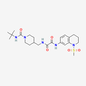 molecular formula C23H35N5O5S B2406781 N1-((1-(叔丁基氨基羰基)哌啶-4-基)甲基)-N2-(1-(甲基磺酰基)-1,2,3,4-四氢喹啉-7-基)草酰胺 CAS No. 1331283-15-8