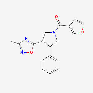 molecular formula C18H17N3O3 B2406803 Furan-3-yl(3-(3-methyl-1,2,4-oxadiazol-5-yl)-4-phenylpyrrolidin-1-yl)methanone CAS No. 1903882-44-9