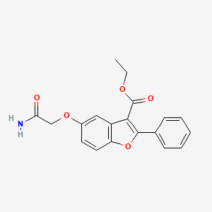 molecular formula C19H17NO5 B2406804 5-Carbamoylmethoxy-2-phenyl-benzofuran-3-carboxylic acid ethyl ester CAS No. 300674-35-5