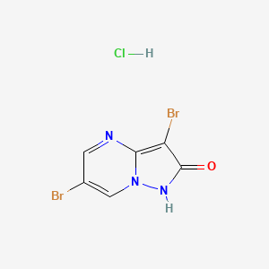 molecular formula C6H4Br2ClN3O B2406811 3,6-二溴-1H-吡唑并[1,5-a]嘧啶-2-酮；盐酸盐 CAS No. 2361644-75-7