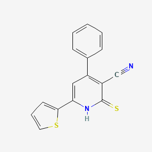 molecular formula C16H10N2S2 B2406814 4-Phenyl-2-sulfanyl-6-(thiophen-2-yl)pyridine-3-carbonitrile CAS No. 82127-11-5
