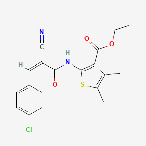 molecular formula C19H17ClN2O3S B2406830 (Z)-ethyl 2-(3-(4-chlorophenyl)-2-cyanoacrylamido)-4,5-dimethylthiophene-3-carboxylate CAS No. 314246-57-6