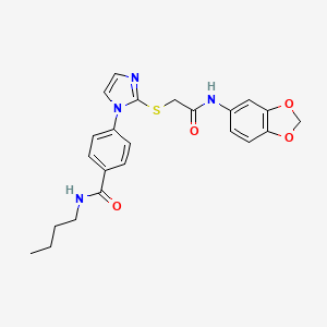 molecular formula C23H24N4O4S B2406835 4-(2-{[2-(1,3-benzodioxol-5-ylamino)-2-oxoethyl]thio}-1H-imidazol-1-yl)-N-butylbenzamide CAS No. 1207039-83-5