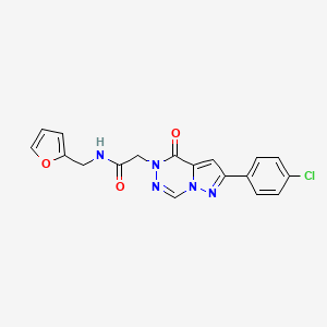 molecular formula C18H14ClN5O3 B2406843 2-(8-(4-chlorophenyl)-(oxo)pyrazolo[1,5-d][1,2,4]triazin-1-yl)-N-(furan-2-ylmethyl)acetamide CAS No. 1021020-58-5