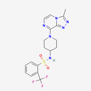 molecular formula C18H19F3N6O2S B2406851 N-(1-(3-甲基-[1,2,4]三唑并[4,3-a]嘧啶-8-基)哌啶-4-基)-2-(三氟甲基)苯磺酰胺 CAS No. 2034552-31-1
