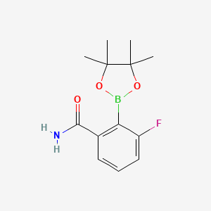 molecular formula C13H17BFNO3 B2406871 2-Carbamoyl-6-fluorophenylboronic acid pinacol ester CAS No. 2096333-57-0