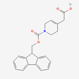 molecular formula C22H21NO4 B2406877 Ácido 2-[1-(9H-Fluoren-9-ilmetoxocarbonil)-3,6-dihidro-2H-piridin-4-il]acético CAS No. 2402829-52-9