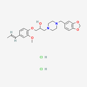molecular formula C25H34Cl2N2O5 B2406893 (E)-1-(4-(benzo[d][1,3]dioxol-5-ylmethyl)piperazin-1-yl)-3-(2-methoxy-4-(prop-1-en-1-yl)phenoxy)propan-2-ol dihydrochloride CAS No. 1331726-20-5