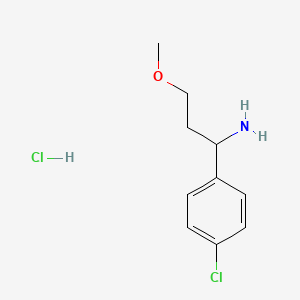 molecular formula C10H15Cl2NO B2406894 1-(4-Chlorophenyl)-3-methoxypropan-1-amine hydrochloride CAS No. 1384744-47-1