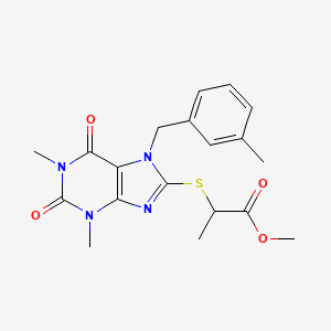 molecular formula C19H22N4O4S B2406897 2-[1,3-二甲基-7-(3-甲基-苄基)-2,6-二氧代-2,3,6,7-四氢-1H-嘌呤-8-基硫代]-丙酸甲酯 CAS No. 371233-91-9