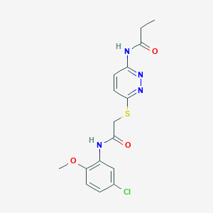 molecular formula C16H17ClN4O3S B2406898 N-(6-((2-((5-chloro-2-methoxyphenyl)amino)-2-oxoethyl)thio)pyridazin-3-yl)propionamide CAS No. 1021061-28-8