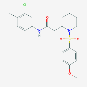 molecular formula C21H25ClN2O4S B2406899 N-(3-chloro-4-methylphenyl)-2-(1-((4-methoxyphenyl)sulfonyl)piperidin-2-yl)acetamide CAS No. 941956-40-7