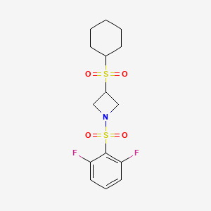 molecular formula C15H19F2NO4S2 B2406900 3-(Cyclohexylsulfonyl)-1-((2,6-difluorophenyl)sulfonyl)azetidine CAS No. 1448033-29-1