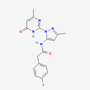 2-(4-fluorophenyl)-N-(3-methyl-1-(4-methyl-6-oxo-1,6-dihydropyrimidin-2-yl)-1H-pyrazol-5-yl)acetamide