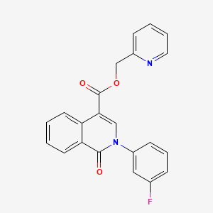 molecular formula C22H15FN2O3 B2406917 吡啶-2-基甲基-2-(3-氟苯基)-1-氧代-1,2-二氢异喹啉-4-羧酸酯 CAS No. 1029747-99-6