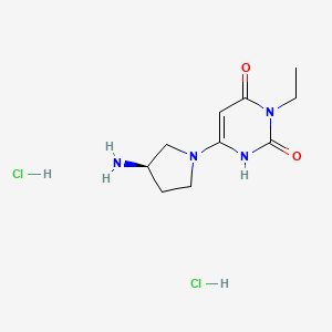 molecular formula C10H18Cl2N4O2 B2406922 6-[(3R)-3-Aminopyrrolidin-1-yl]-3-ethyl-1H-pyrimidine-2,4-dione;dihydrochloride CAS No. 2375247-79-1