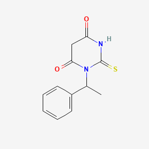 molecular formula C12H12N2O2S B2406924 2-Mercapto-1-(1-phenylethyl)pyrimidine-4,6(1H,5H)-dione CAS No. 609836-98-8