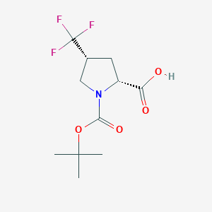 molecular formula C11H16F3NO4 B2406929 (2R,4R)-1-(tert-Butoxycarbonyl)-4-(trifluoromethyl)pyrrolidine-2-carboxylic acid CAS No. 497103-78-3