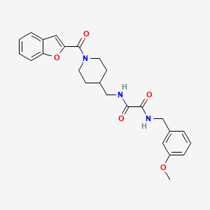 molecular formula C25H27N3O5 B2406930 N1-((1-(benzofuran-2-carbonyl)piperidin-4-yl)methyl)-N2-(3-methoxybenzyl)oxalamide CAS No. 1235354-77-4