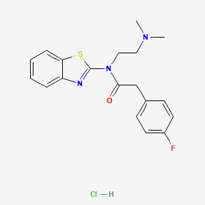 molecular formula C19H21ClFN3OS B2406946 N-(benzo[d]thiazol-2-yl)-N-(2-(dimethylamino)ethyl)-2-(4-fluorophenyl)acetamide hydrochloride CAS No. 1216412-41-7