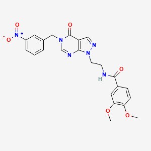 molecular formula C23H22N6O6 B2406954 3,4-dimethoxy-N-(2-(5-(3-nitrobenzyl)-4-oxo-4,5-dihydro-1H-pyrazolo[3,4-d]pyrimidin-1-yl)ethyl)benzamide CAS No. 921918-10-7