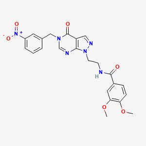 molecular formula C23H22N6O6 B2406954 N-(2-(5-(3-nitrobenzyl)-4-oxo-4,5-dihydro-1H-pyrazolo[3,4-d]pyrimidin-1-yl)éthyl)-3,4-diméthoxybenzamide CAS No. 921918-10-7