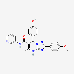 molecular formula C25H22N6O3 B2406975 7-(4-hydroxyphenyl)-2-(4-methoxyphenyl)-5-methyl-N-(pyridin-3-yl)-4,7-dihydro-[1,2,4]triazolo[1,5-a]pyrimidine-6-carboxamide CAS No. 539797-73-4
