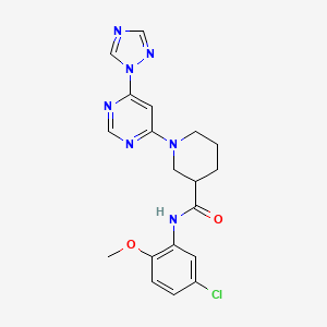 molecular formula C19H20ClN7O2 B2406978 1-(6-(1H-1,2,4-triazol-1-yl)pyrimidin-4-yl)-N-(5-chloro-2-methoxyphenyl)piperidine-3-carboxamide CAS No. 1797717-54-4