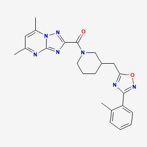 (5,7-Dimethyl-[1,2,4]triazolo[1,5-a]pyrimidin-2-yl)(3-((3-(o-tolyl)-1,2,4-oxadiazol-5-yl)methyl)piperidin-1-yl)methanone